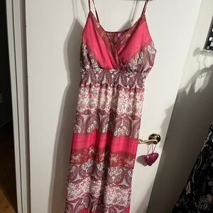 ❣️ 3X Pink and White Paisley Sparkly Maxi Dress